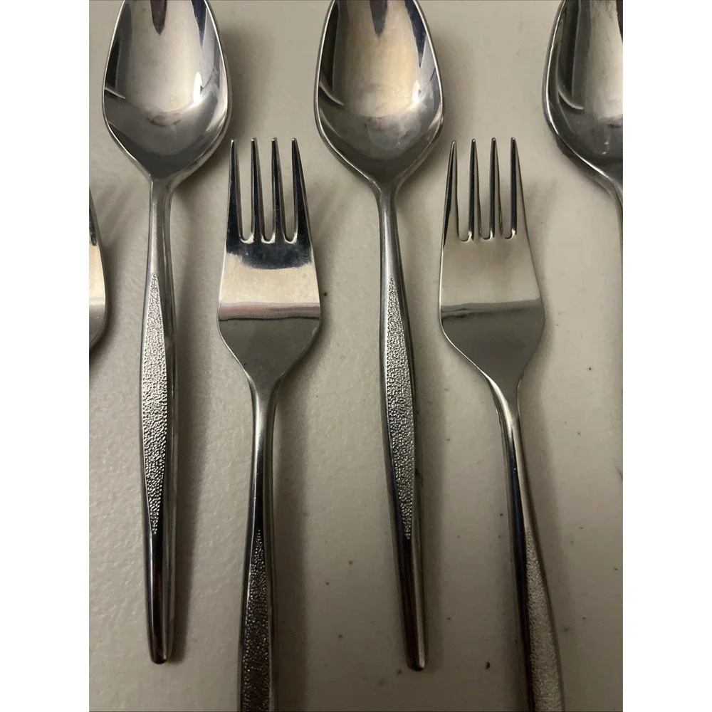 Stainless Steel Japan Flatware Lot of 11 Spoons,‎ Forks Textured Handle